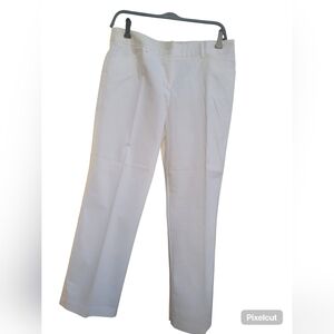 Hillard & Hanson White Stretch Cotton Pants | Size 10  Inseam 25" Rise 10.5" NWT